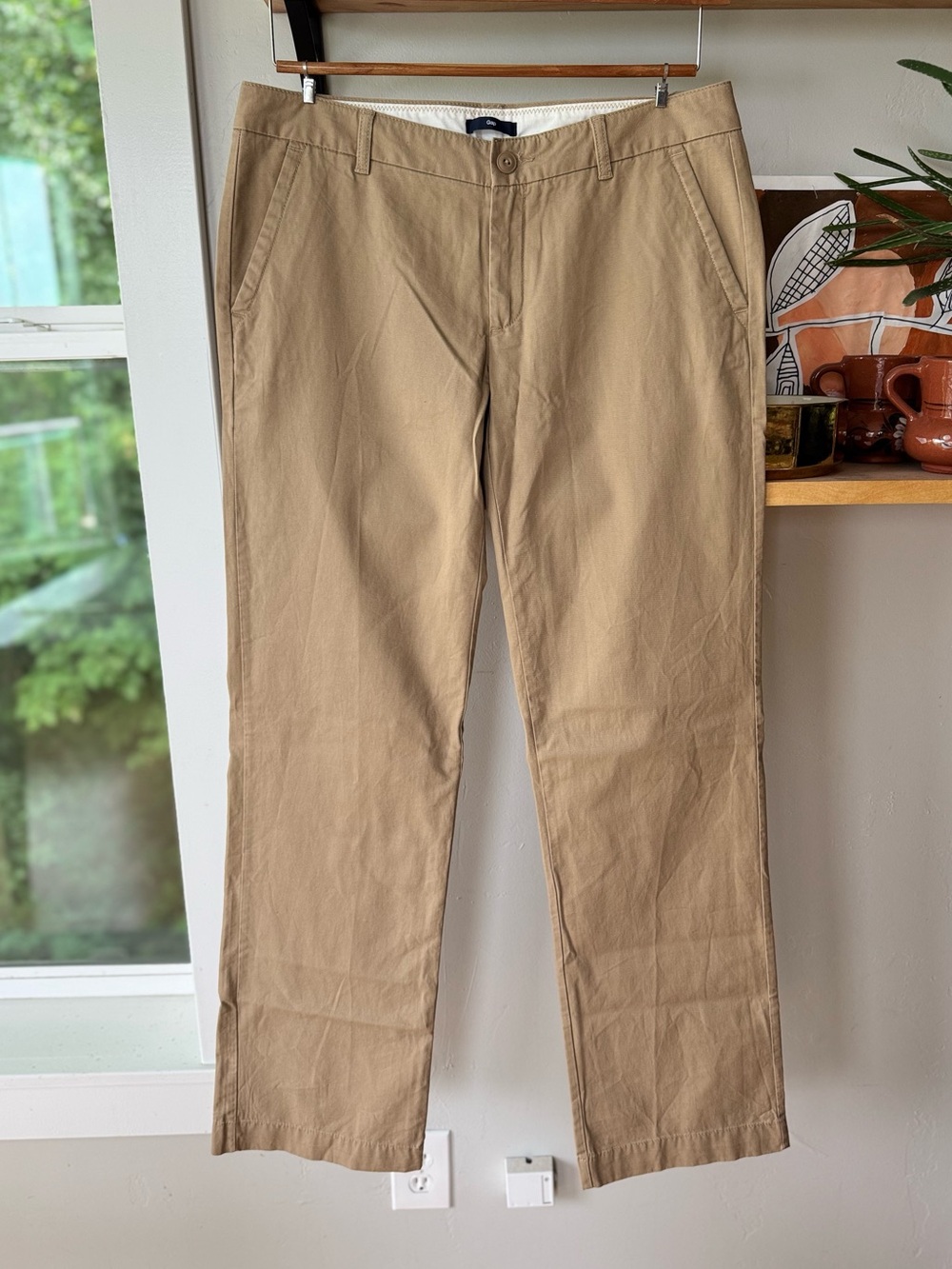GAP Tan Khaki Mid Rise Straight-Leg Chinos Trousers Khakis Dress Pants Sz 6